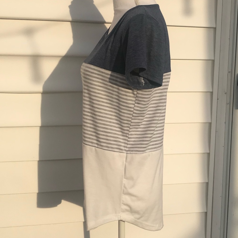 Navy Striped Short Sleeve Shirt - Picture 3 of 5